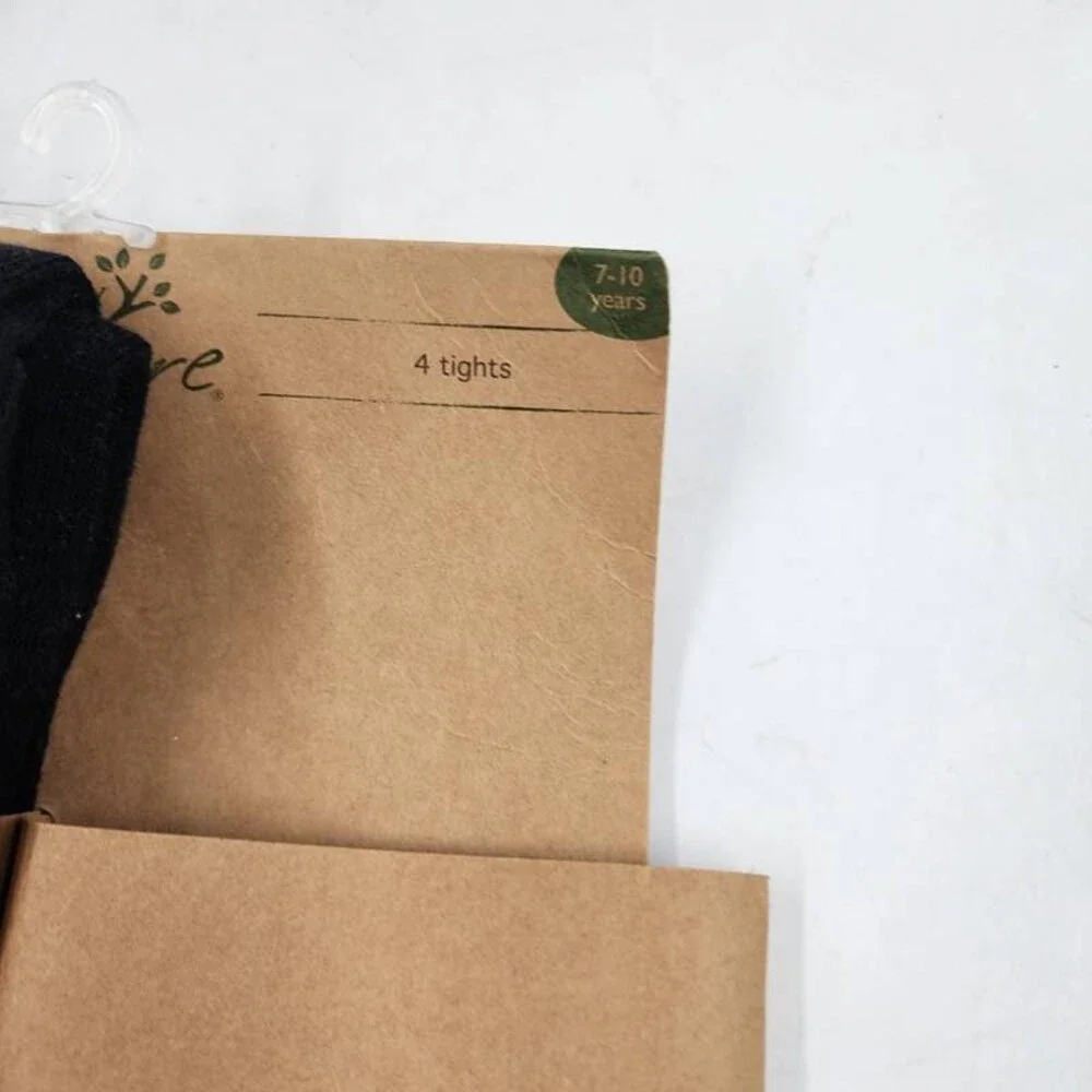 Touched by Nature 3pcs. Organic Cotton Warm Tights Girl's 7-10 Years Black/White